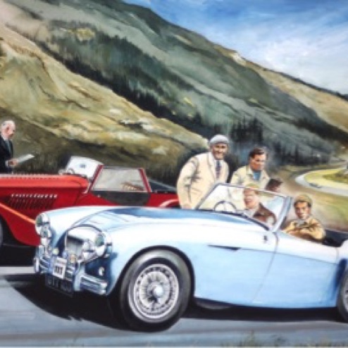 Peinture de Bill Anderson de Jim avec Billy Potts sur l'Austin 100, derrière la Morgan +4 de Franck Dundas et d'un certain Erick Dymock qui écrira un tres beau livre sur Jim Clark... Peinture de Bill Anderson de Jim avec Billy Potts sur l'Austin 100, derrière la Morgan +4 de Franck Dundas et d'un certain Erick Dymock qui écrira un tres beau livre sur Jim Clark...